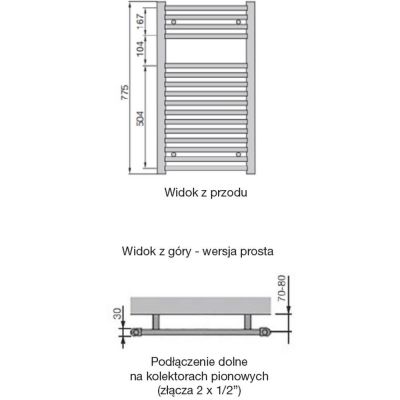 Zehnder Aura grzejnik łazienkowy drabinkowy 77,5x50 cm czarny PBN-080-050-9205