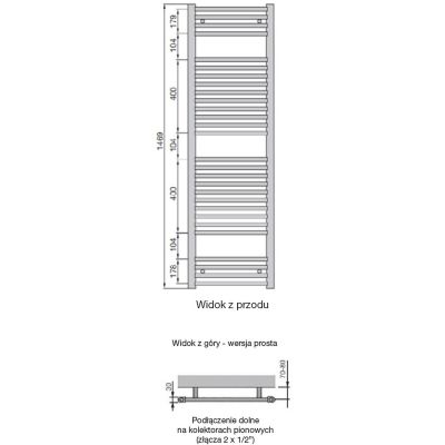 Zehnder Aura grzejnik łazienkowy drabinkowy 146,9x50 cm czarny PBN-150-050-9205