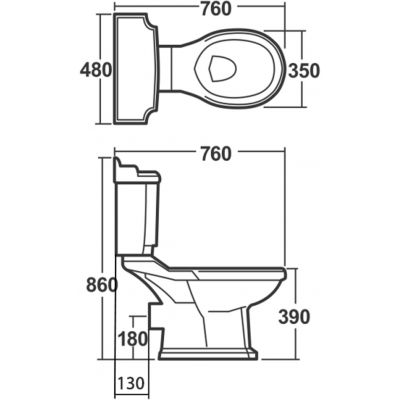 Zestaw Aqualine Antik kompakt WC z deską sedesową wolnoopadającą biały AK107-01