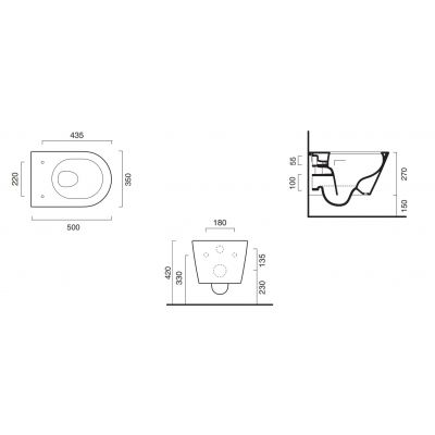 Zestaw Catalano New Zero miska WC wisząca Newflush z deską wolnoopadającą i zestawem montażowym biały (1VSZ50R00, 5SCSTP000, 5KFST00)
