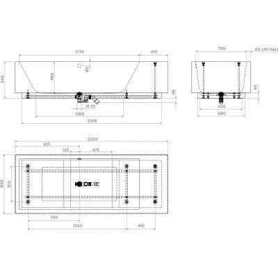 Clou Wash Me wanna wolnostojąca 220x85 cm prostokątna biała CL/05.50010