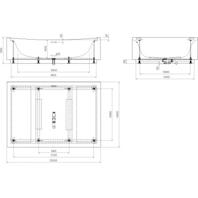 Clou Hammock wanna wolnostojąca 200x140 cm prostokątna biała CL/05.60020