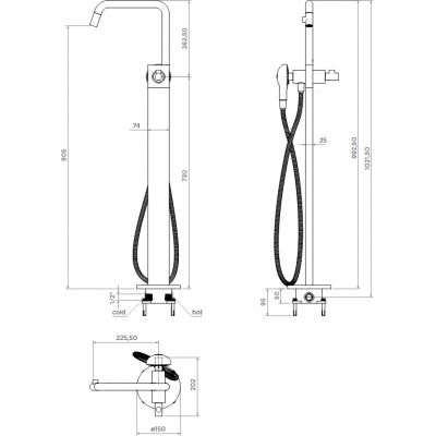 Clou Kaldur bateria wannowo-prysznicowa wolnostojąca chrom CL/06.25.005.29