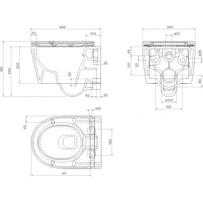 Clou InBe miska WC z deską wolnoopadającą wisząca bez kołnierza biały połysk IB/04.01140