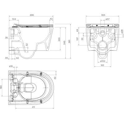 Clou InBe miska WC z deską wolnoopadającą wisząca bez kołnierza biały mat IB/04.01141.20
