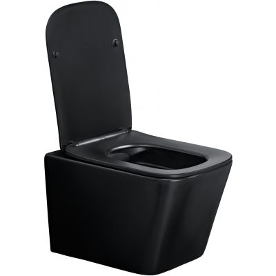 Comad Wall Hung Toilet miska WC z deską wolnoopadającą wisząca bez kołnierza czarny mat WALL HUNG TOILET BLACK ( E-1060A )