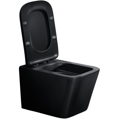 Comad Wall Hung Toilet miska WC z deską wolnoopadającą wisząca bez kołnierza czarny mat WALL HUNG TOILET BLACK ( E-1060A )