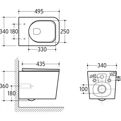 Comad Wall Hung Toilet miska WC z deską wolnoopadającą wisząca bez kołnierza czarny mat WALL HUNG TOILET BLACK ( E-1060A )