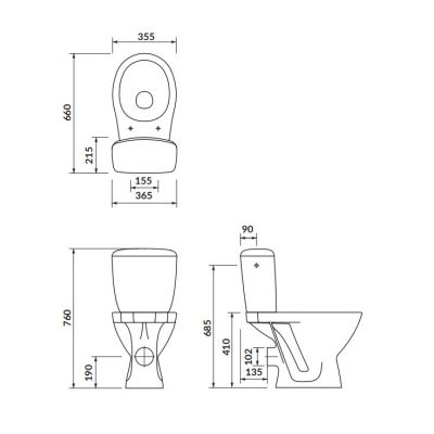 Cersanit MITO Kaskada kompakt WC stojący z deską sedesową biały K100-206
