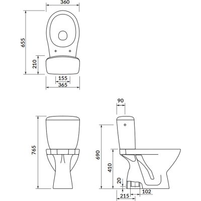 Cersanit Mito Kaskada kompakt WC stojący z deską sedesową biały K100-207
