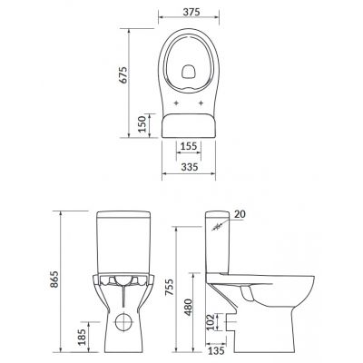 Cersanit Etiuda kompakt WC dla niepełnosprawnych biały K11-0221