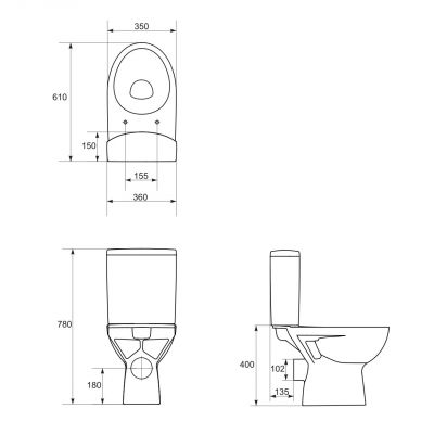 Cersanit Parva zestaw WC kompakt z deską duroplastową K27-001