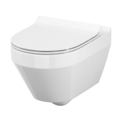 Cersanit Crea SET B35 miska WC CleanOn z deską wolnoopadającą Slim i stelaż podtynkowy Aqua z przyciskiem spłukującym Accento Circle chrom błyszczący S701-289