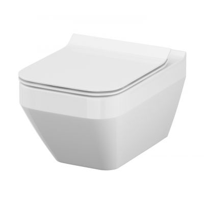 Zestaw Cersanit Crea Set B24 miska WC CleanOn z deską wolnoopadającą Slim i stelaż podtynkowy Aqua z przyciskiem spłukującym Accento Square szkło białe S701-316