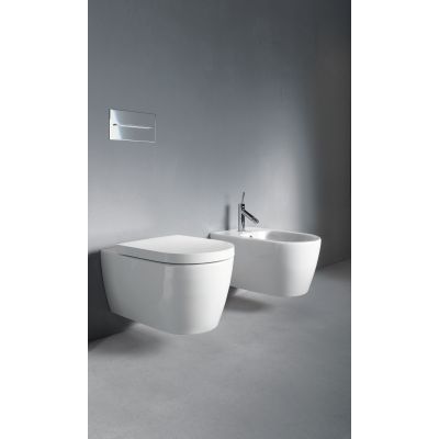 Zestaw Duravit ME by Starck miska WC wisząca Rimless z deską wolnoopadającą biała i stelaż podtynkowy DuraSystem (2529090000, 0020090000, WD1001000000)