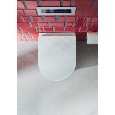 Zestaw Duravit DuraSystem stelaż podtynkowy z przyciskiem spłukującym białym i miską WC Rimless HygieneGlaze ME Be Starck z deską wolnoopadającą (WD1011000000, WD5001011000, 2530092000, 0020190000)