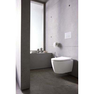 Duravit Bento Starck Box miska WC z deską wolnoopadającą wisząca bez kołnierza biały mat 45920990A1