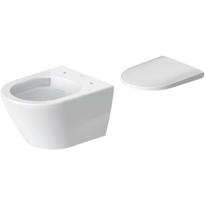 Zestaw Duravit D-Neo Compact miska WC wisząca Rimless WonderGliss z deską wolnoopadającą biała (25880900001, 0021690000)