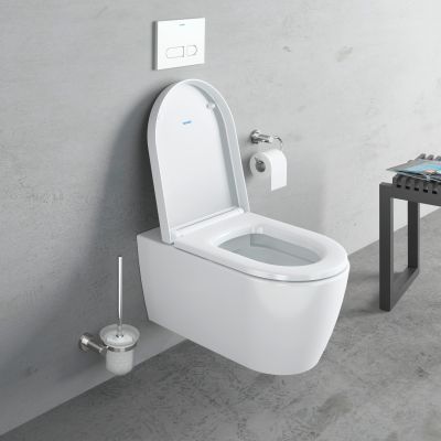 Duravit ME by Starck miska WC wisząca Rimless z deską sedesową wolnoopadającą WonderGliss biały 45290900A11