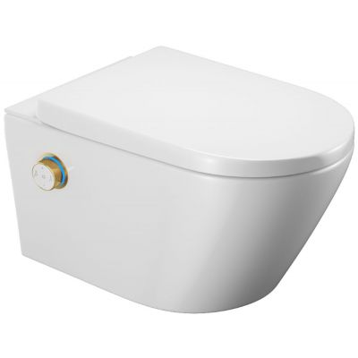 Excellent Dakota 2.0 S2 toaleta myjąca wisząca z pokrętłem sterującym biała/złoty CEEX.4124.593.S2.WH/CEEX.4022.D2.GL