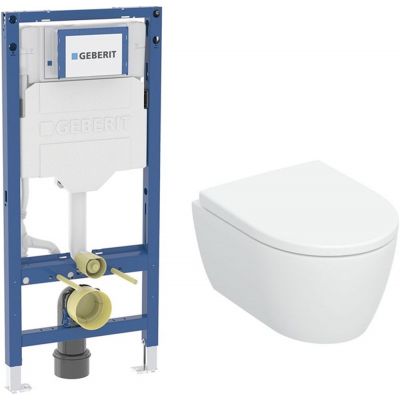 Zestaw Geberit iCon miska WC wisząca spłukiwanie wirowe z deską i stelażem Geberit Duofix (503048001, 111320006)