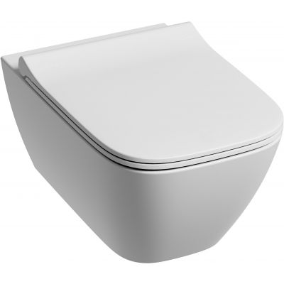 Zestaw Geberit Smyle Square miska WC wisząca bez kołnierza z deską wolnoopadającą Slim (500379011, 500240011)