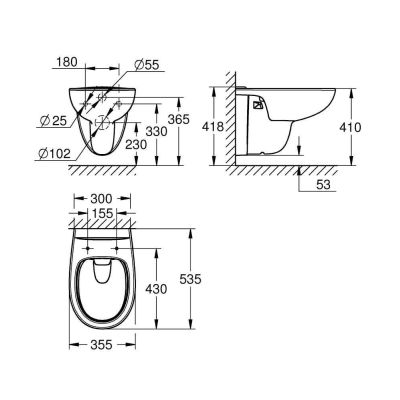 Grohe Bau Ceramic miska WC wisząca bez kołnierza biały połysk 112948SH00