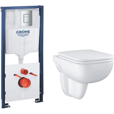 Zestaw Grohe Solido stelaż podtynkowy WC z przyciskiem Even chrom i miska WC wisząca Start Edge z deską wolnoopadającą (39930000, 39815000)