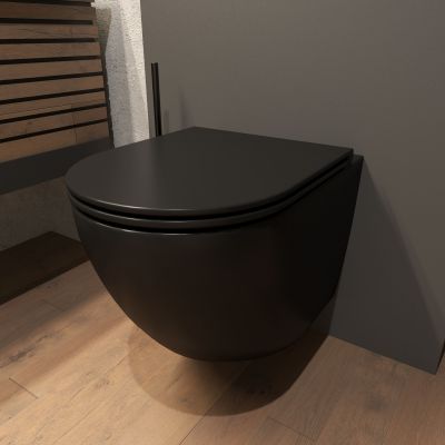 Hagser Beno miska WC wisząca Rimless z deską wolnoopadającą czarny mat HGR80000042