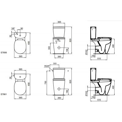 Ideal Standard Connect Freedom miska kompakt WC dla niepełnosprawnych biały E607001