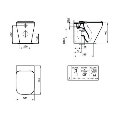 Ideal Standard Tonic II miska WC stojąca AquaBlade z deską wolnoopadającą biała K317301