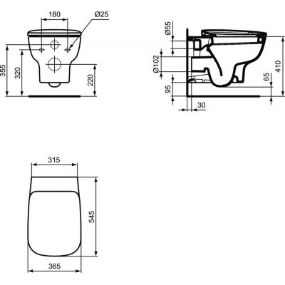 Ideal Standard Esedra miska WC wisząca biała T281401