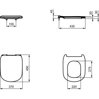 Ideal Standard Tesi miska WC wisząca z deską wolnoopadającą czarny mat (T0079V3, T3527V3)
