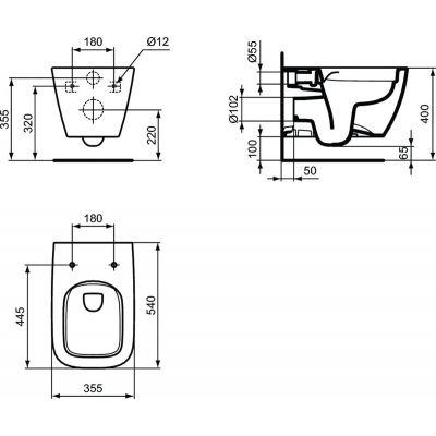 Ideal Standard I Life B zestaw miska WC wisząca RimLS+ z deską sedesową biały (T461401, T468201)