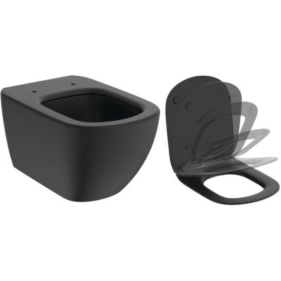 Ideal Standard Tesi miska WC wisząca z deską wolnoopadającą czarny mat (T0079V3, T3527V3)