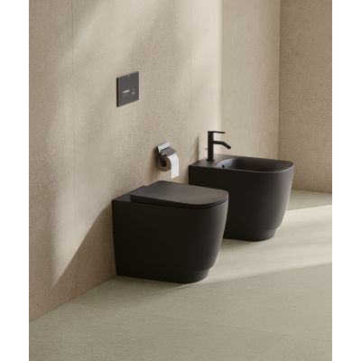 Kludi Resa S miska WC stojąca bez kołnierza ze spłukiwaniem wirowym czarny mat 27WCB0339