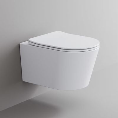 Zestaw Kronenbach Tube miska WC wisząca ze spłukiwaniem wirowym i deską wolnoopadającą biały KB100080WG-Set1