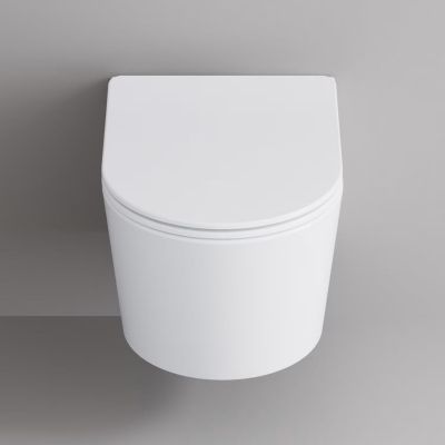 Zestaw Kronenbach Tube miska WC wisząca ze spłukiwaniem wirowym i deską wolnoopadającą biały KB100080WG-Set1