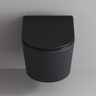 Zestaw Kronenbach Tube miska WC wisząca ze spłukiwaniem wirowym i deską wolnoopadającą czarny mat KB100082MB-Set1