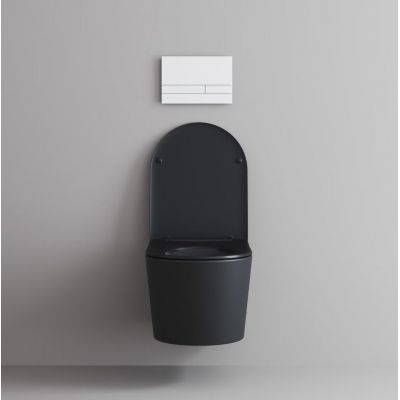 Zestaw Kronenbach Tube miska WC wisząca ze spłukiwaniem wirowym i deską wolnoopadającą czarny mat KB100082MB-Set1