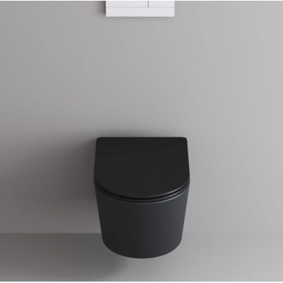 Zestaw Kronenbach Tube miska WC wisząca ze spłukiwaniem wirowym i deską wolnoopadającą czarny mat KB100082MB-Set1