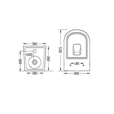 Zestaw Kronenbach Tube miska WC wisząca ze spłukiwaniem wirowym i deską wolnoopadającą czarny mat KB100082MB-Set1
