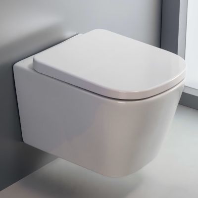 Zestaw Kronenbach Cube miska WC wisząca bez kołnierza z deską wolnoopadającą biały KB15500CU-Set