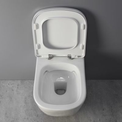 Zestaw Kronenbach Cube miska WC wisząca bez kołnierza z deską wolnoopadającą biały KB15500CU-Set
