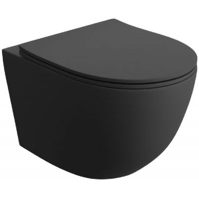 LaVita Sinto Black 3.0 miska WC z deską wolnoopadającą wisząca bez kołnierza czarny mat