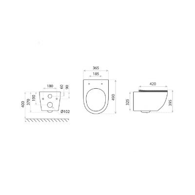 LaVita Sinto Black 3.0 miska WC z deską wolnoopadającą wisząca bez kołnierza czarny mat