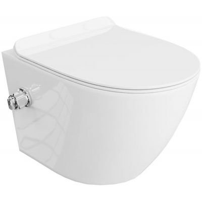 LaVita Salto miska WC wisząca bez kołnierza z funkcją bidetu i deską wolnoopadającą biały połysk