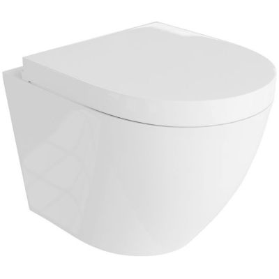 LaVita Sofi miska WC wisząca bez kołnierza z deską wolnoopadającą biały połysk