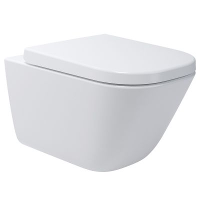 Zestaw Oltens Hadsel miska wisząca PureRim z powłoką SmartClean z deską wolnoopadającą twardą biała 42540000