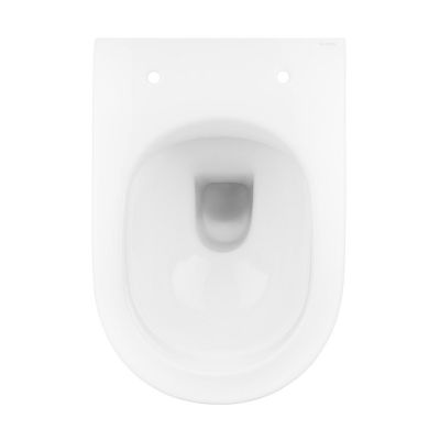 Zestaw Oltens Hamnes Kort miska WC wisząca z deską wolnoopadającą i stelaż podtynkowy Tece Base z przyciskiem Now biały  (9400407, 42019000, 45111000, 9240400)